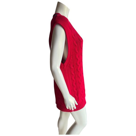 Vintage Gap Red Cable Knit Sweater Vest Tunic Size XL Preppy - Picture 3 of 8